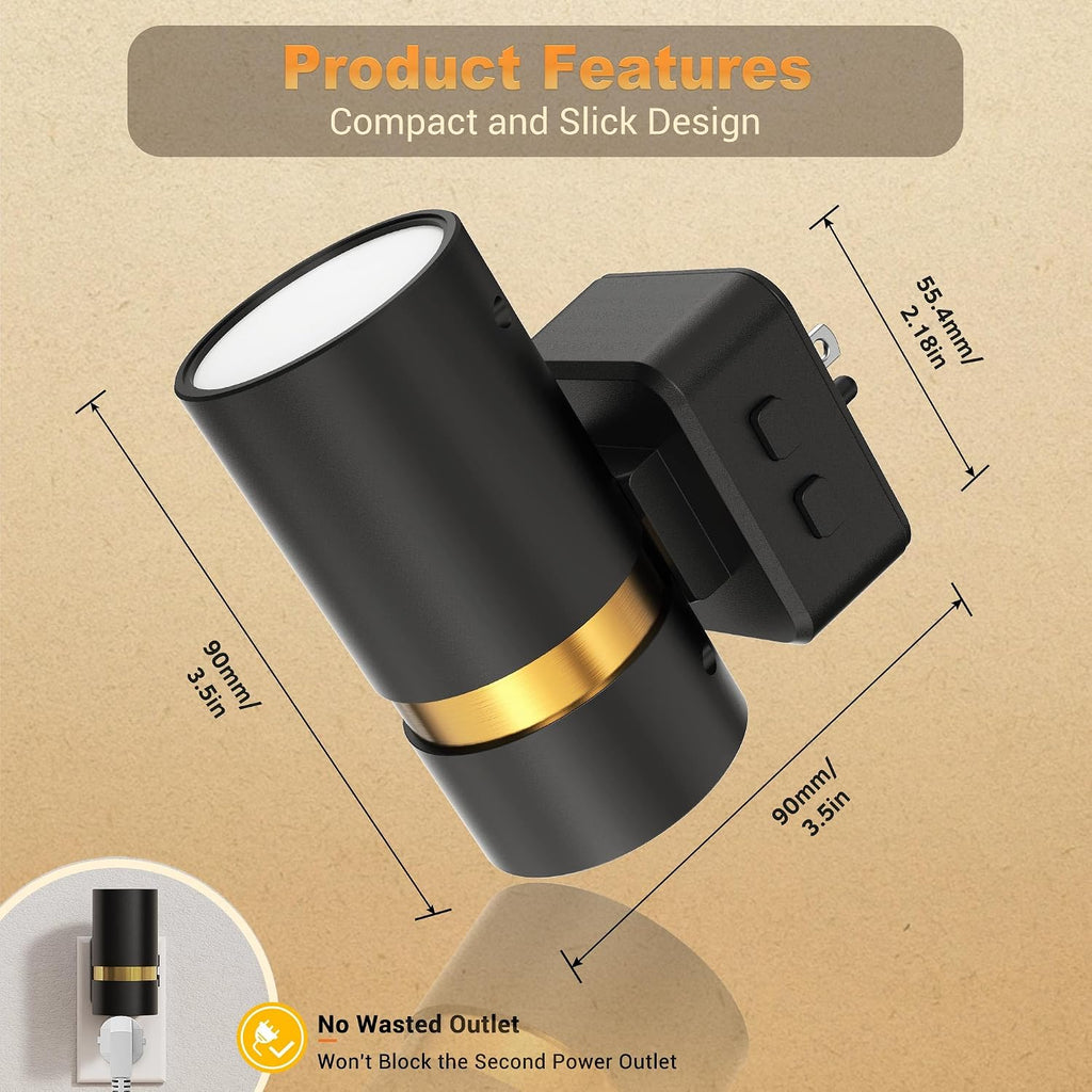 JandCase Night Lights Plug into Wall,2 Pack Amber/3000k/5000K Color Change Night Light with Dusk to Dawn, 3CCT & 10/25/50/75/100LM…