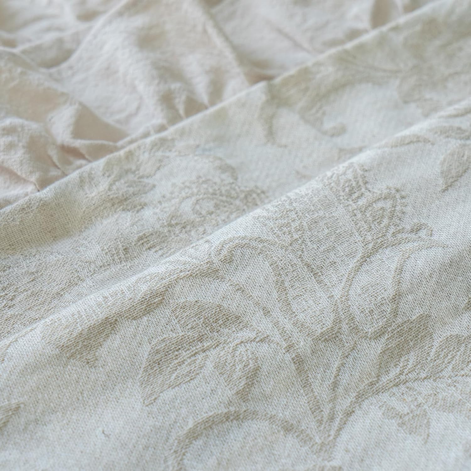 Pillow Shams Set of 2 Linen-Cotton Jacquard Fabric and Washed 100% Cotton Retro Ruffle Flounces Trim Solid Beige Decorative Pillow Cases…