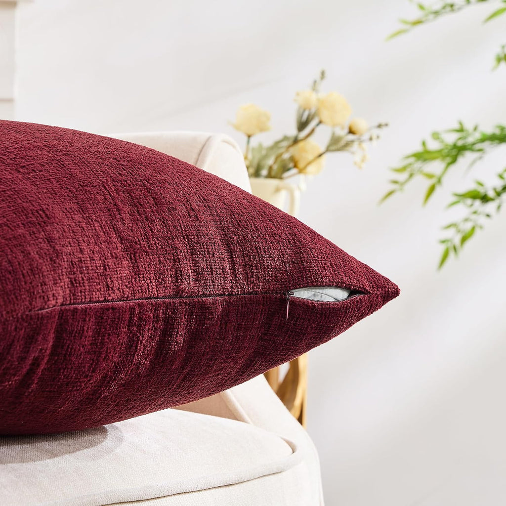 Gawamay Set of 2 Soft Textured Chenille Throw Pillow Covers 26x26 Inch (66x66 CM), Decorative Pillowcases Cushion Covers for Farmhouse Home…