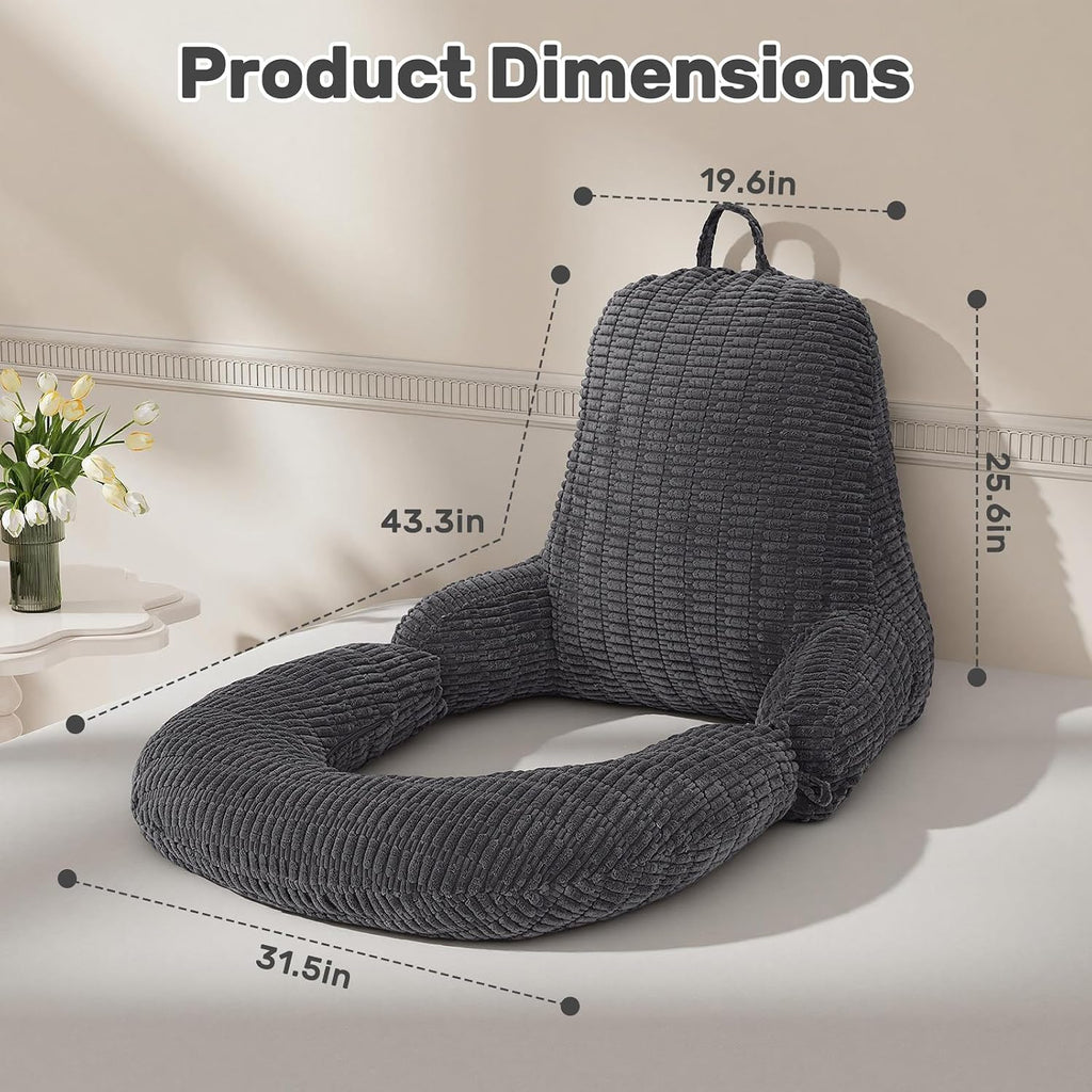 Reading Pillow for Bed, Bed Pillow for Sitting Up, Backrest Pillows with Arms for Adult, Back Support Pillows for Sleeping, Reading and…