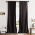 Guken 100% Blackout Curtains 90 Inch Length 2 Panels Set for Living Room Bedroom Back Tab Thermal Insulated Black Out Linen Drapes Room Dar…
