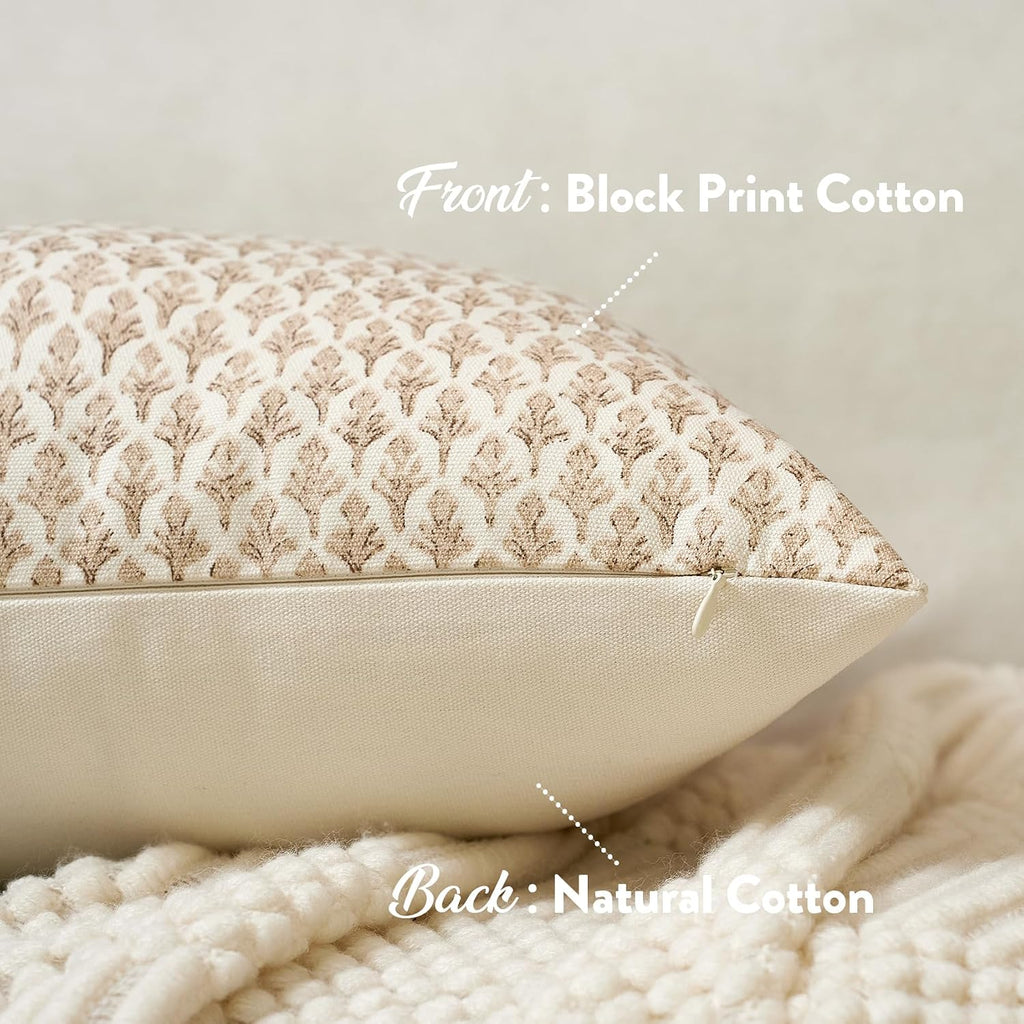 Fiouovohome FIOUOVO Floral Pillow Covers 24x24 Pillow Cover Block Print Couch Pillows for Living Room Decorative Neutral Accent Throw Pillo…
