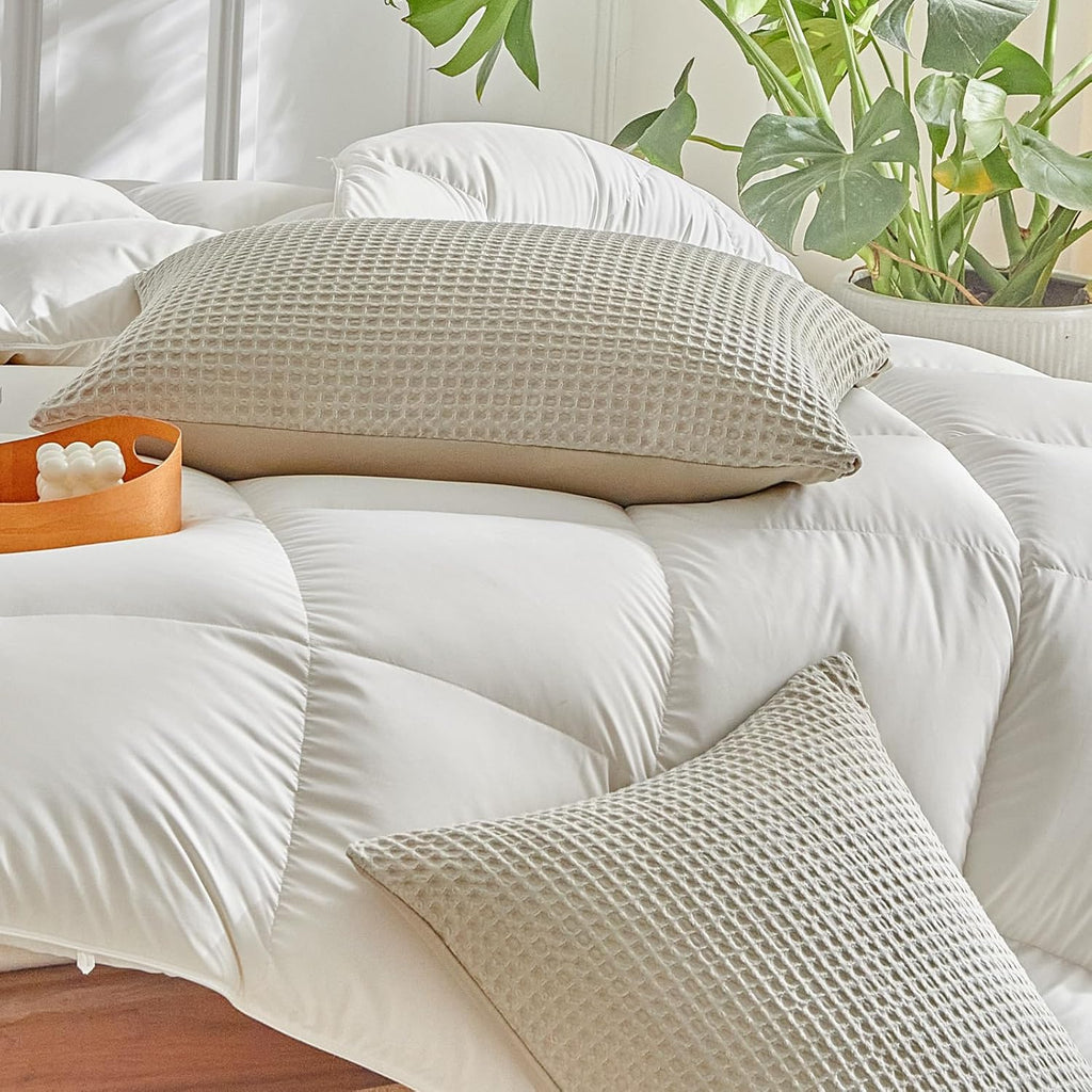 Warmdern Waffle Weave Pillowcases Standard Size 4 Pack Pillow Cases Soft Microfiber Pillow Case Covers Set of 4 Boho Woven Textured Pillowc…