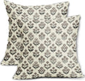 Black Dark Brown Floral Pillow Covers 22x22 Inch Set of 2, Vintage Flower Block Print Pattern Decorative Throw Pillowcases Outdoor Rustic…