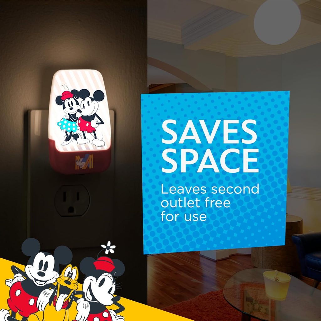 Disney Classic Mickey and Minnie LED Night Lights Plug Into Wall NightLight for Kids Room Decor Ambient Lighting Girls Boys Bedroom…