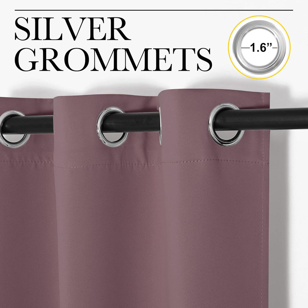 NICETOWN Bedroom Curtain Panels Blackout Draperies, Dry Rose, 1 Pair, 34 by 45-inch, Thermal Insulated Solid Grommet Blackout…