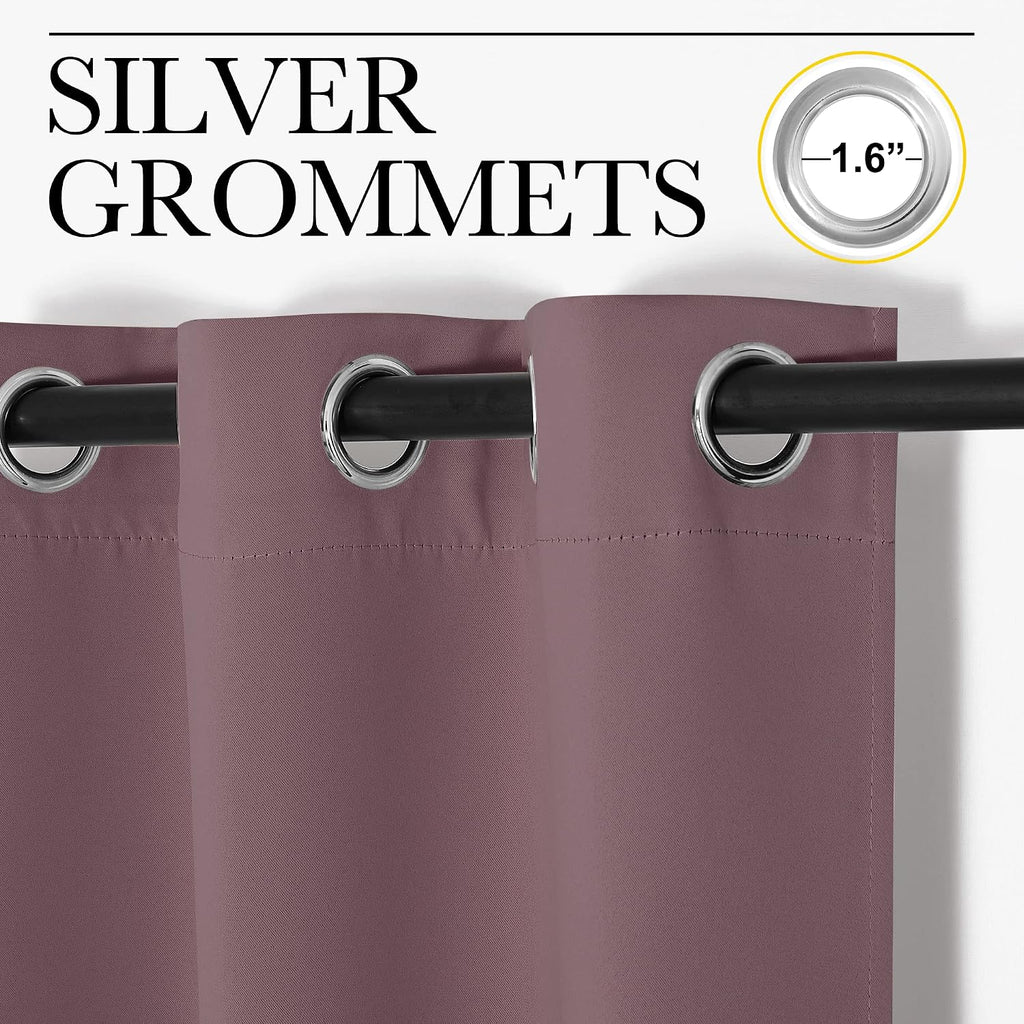NICETOWN Bedroom Curtain Panels Blackout Draperies, 1 Pair, 29 by 45 inches, Dry Rose, Thermal Insulated Solid Grommet Blackout…