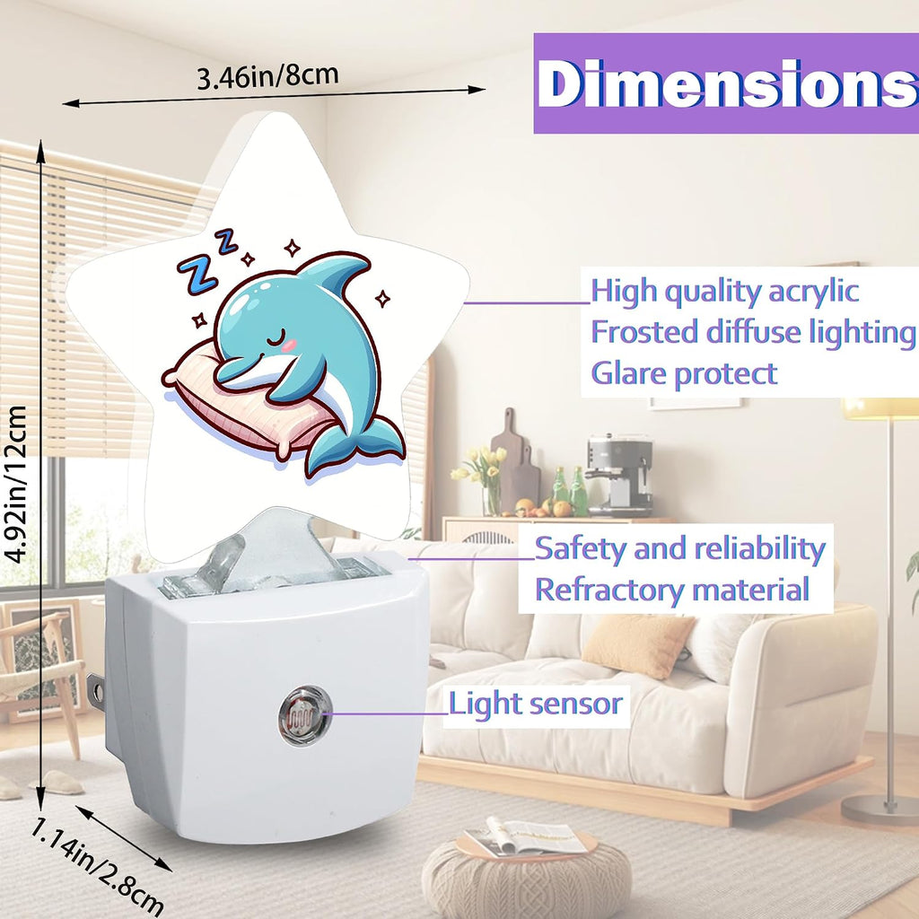 Sleeping Dolphin Night Lights Plug Into Wall Decorative, Cute Animal Sleep Friendly Lamp, Energy Efficient Dusk-to-Dawn Sensor Nightlights…