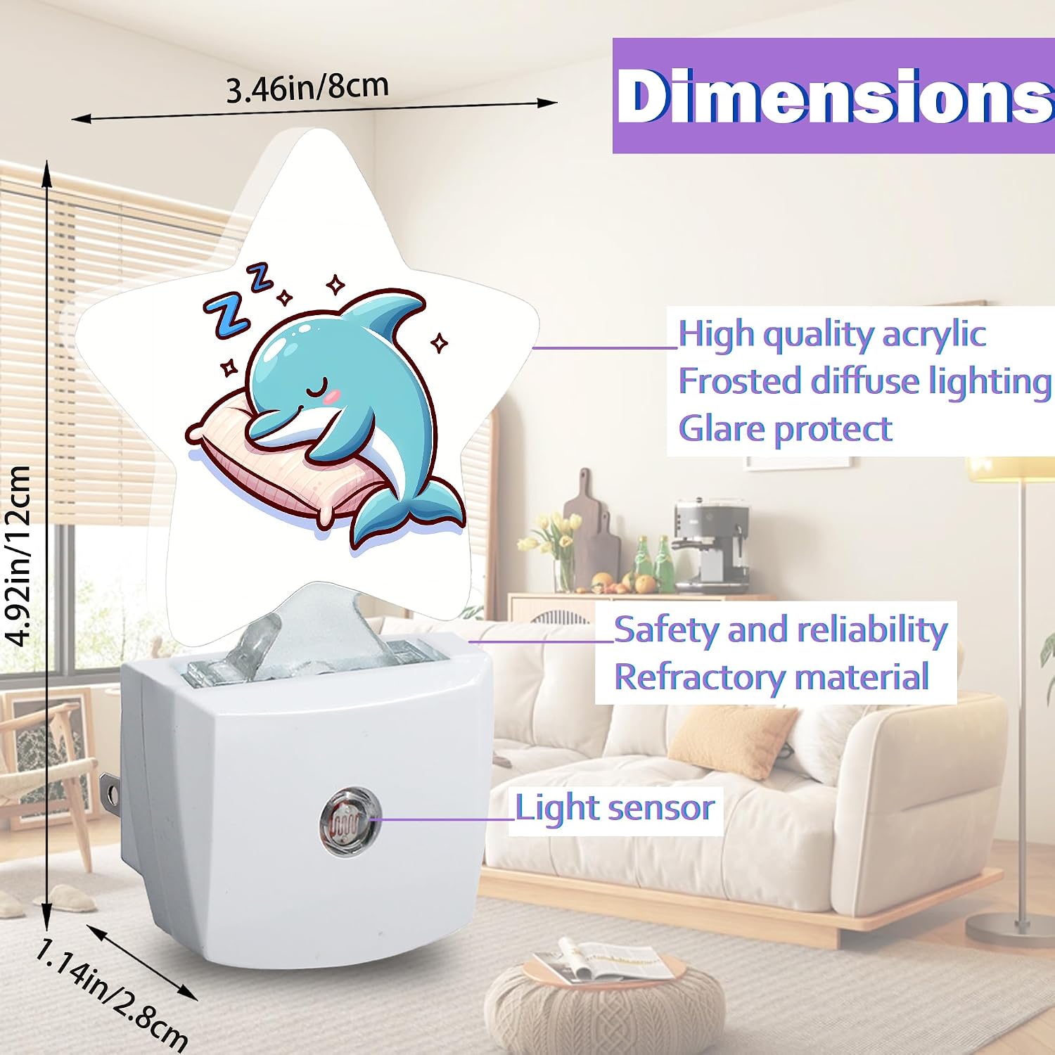 Sleeping Dolphin Night Lights Plug Into Wall Decorative, Cute Animal Sleep Friendly Lamp, Energy Efficient Dusk-to-Dawn Sensor Nightlights…