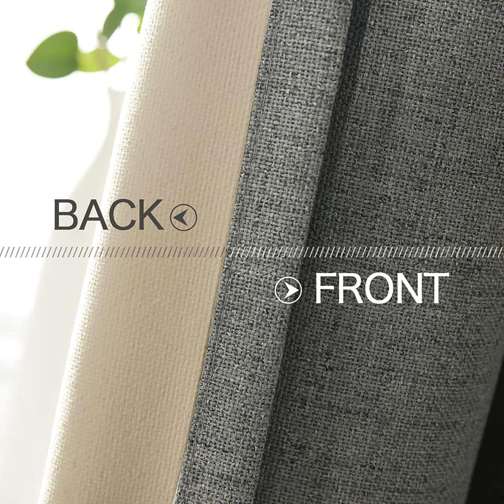 Miulee Linen Blackout Curtains and Drapes 100% Room Darken Thermal Insulated Grommet Window Panels with Coating 2 PCs W 42 x L 63 inches Da…