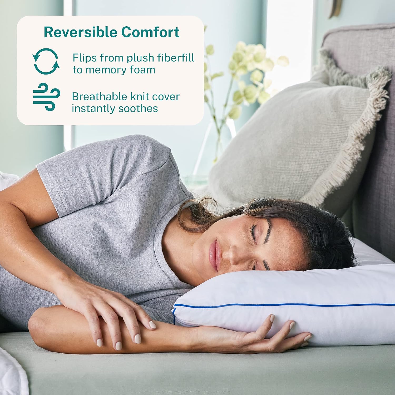 SleepInnovations Sleep Innovations 2-in-1 Memory Foam Pillow and Alternative Down Fiber Fill, King Size, Side, Stomach, and Back Sleepers,…