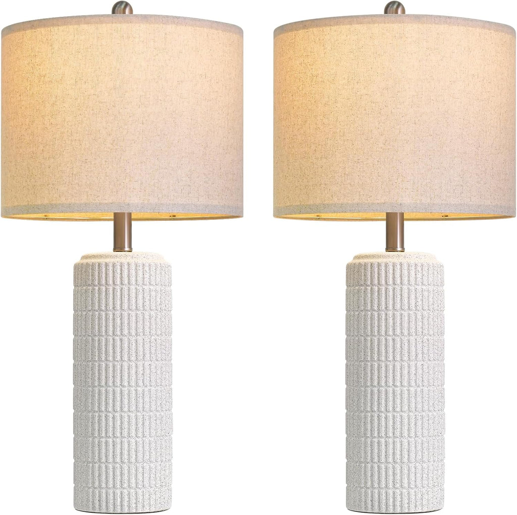 PoKat 27.5'' Tall Table Lamps for Living Room Set of 2, Stone-Like Ceramic Bedroom Lamps for Night Stands, Farmhouse Bedside Lamps for…