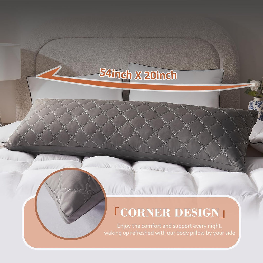 Decroom Memory Foam Body Pillow for Adults, Ultra-Soft Full Body Pillow with Diamond Quilted Cover, Support for Side Sleepers - Machine Was…