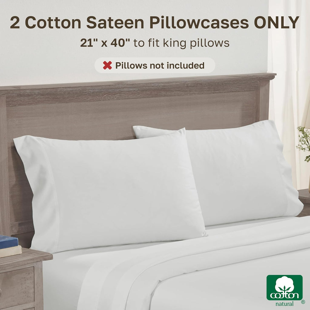 CaliforniaDesignDen California Design Den King Pillowcases Set of 2 - 600 Thread Count, 100% Cotton Pillow Cases King, Breathable Sateen, F…