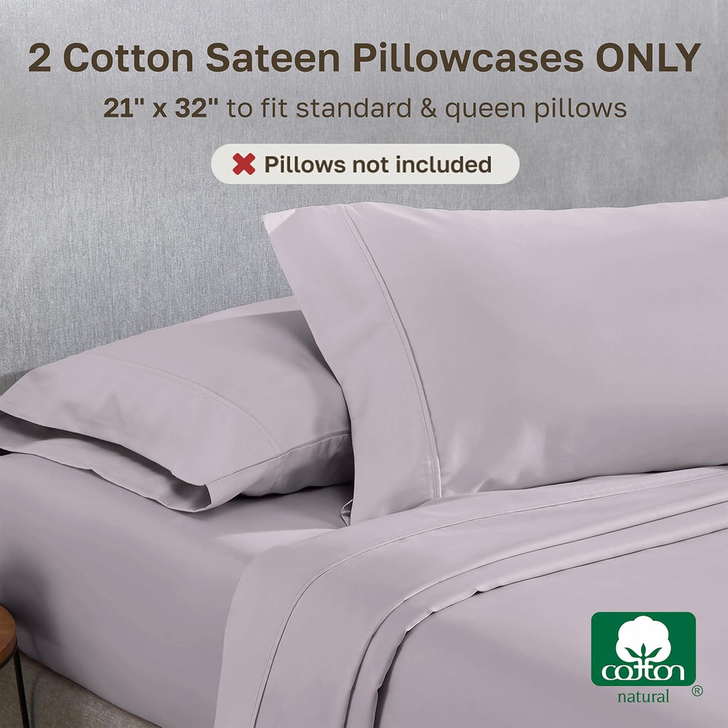 CaliforniaDesignDen California Design Den Standard Queen Size Pillowcase Set - 400 Thread Count, 100% Cotton Sateen, Set of 2 Pillow Covers…