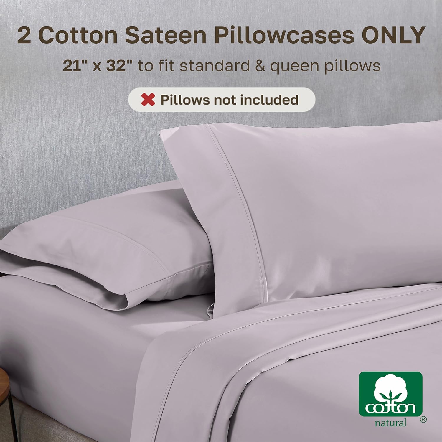 CaliforniaDesignDen California Design Den Standard Queen Size Pillowcase Set - 400 Thread Count, 100% Cotton Sateen, Set of 2 Pillow Covers…