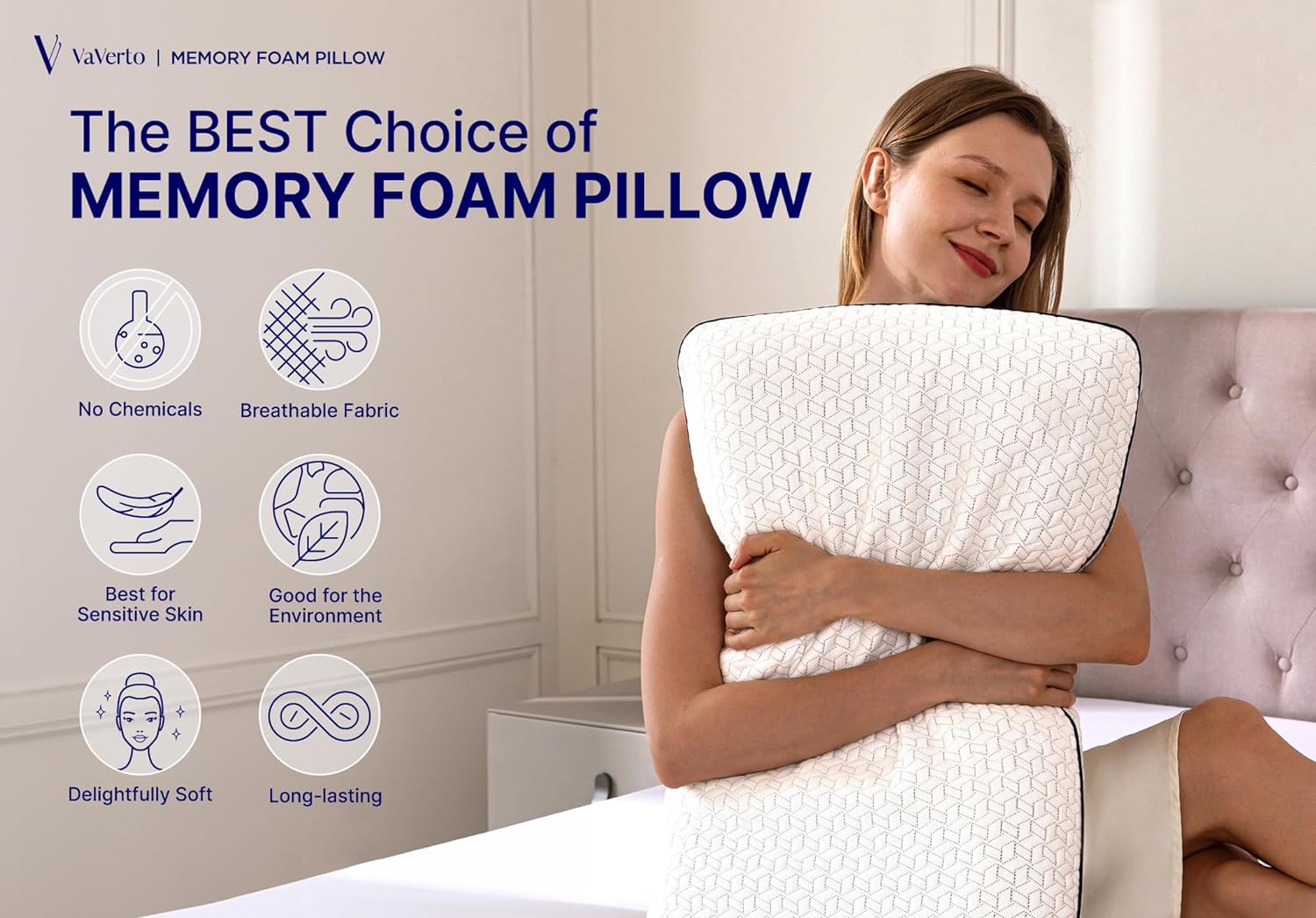 Vaverto Cooling Gel Memory Foam Pillow - 1-Pack - King Size Bed Pillows For Sleeping - Medium-Firm - Back, Stomach and Side Sleeper Pillow…
