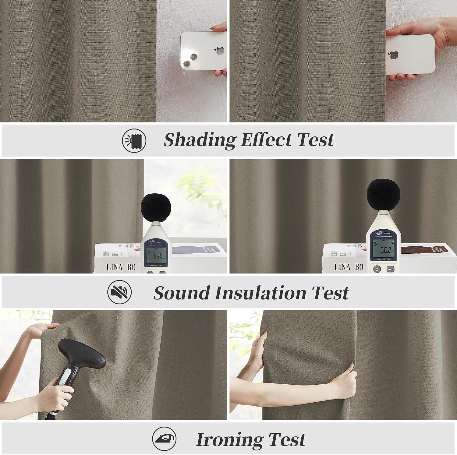 Keqiaosuocai Faux Linen Short Bedroom Blackout Curtains 45 Inch Length Small Short Curtains Back Tab Pocket Full Light Blocking Drapes 34 I…