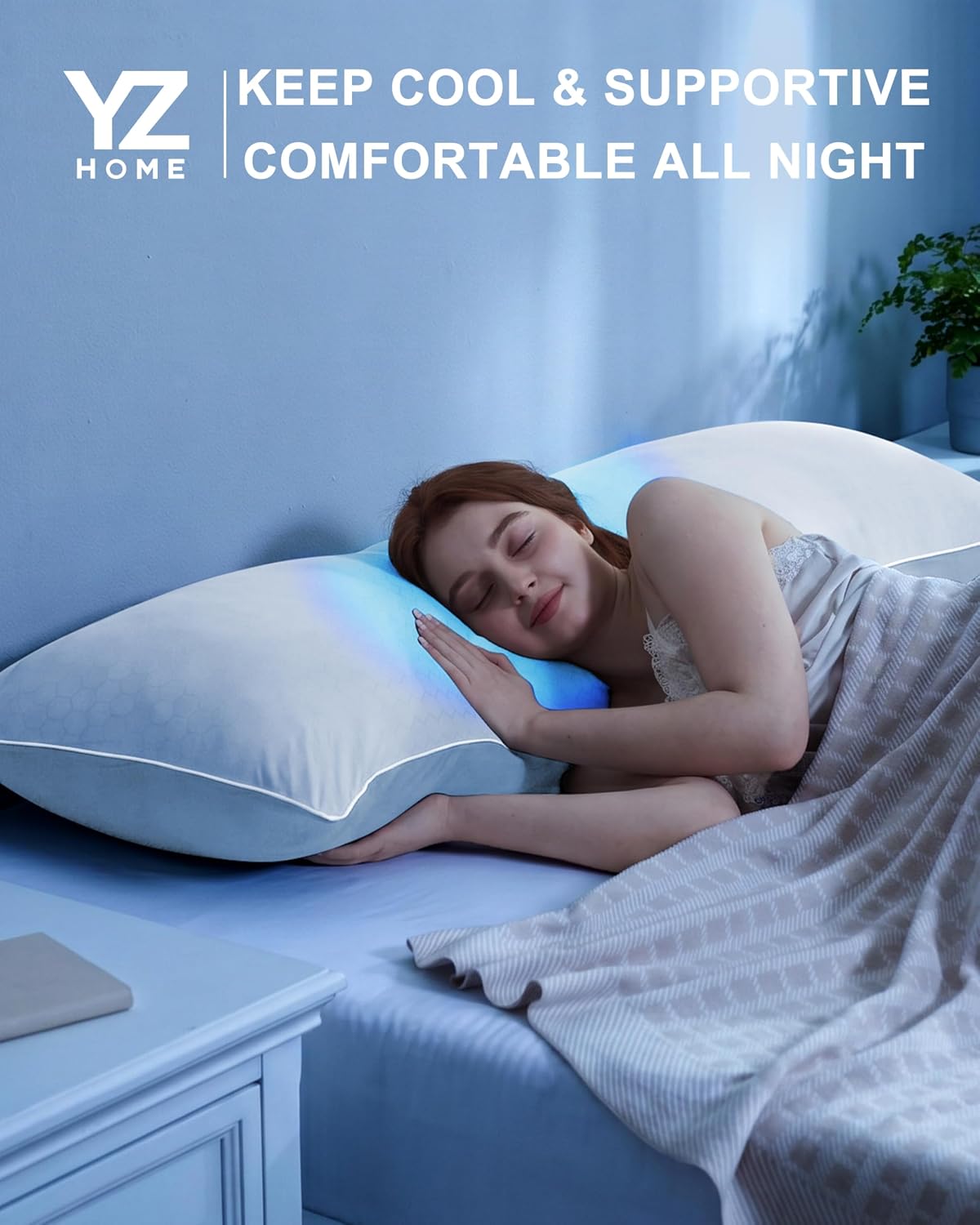 YZ HOME Cooling Body Pillow for Adults, Cold Touch Fabric, Blue Shredded Memory Foam, Support for Side Back Stomach Sleepers, Removable…