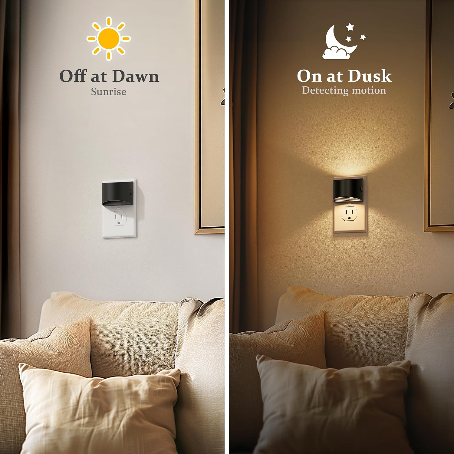 JandCase Night Light, Automatic Night Lights Plug into Wall, 4 Pack Dusk to Dawn Sensor Nightlight, 3000K Soft White Brightness Adjustable…