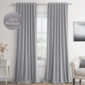 Guken Grey 100% Blackout Curtains 84 Inch Length 2 Panels Set for Living Room Bedroom Back Tab Thermal Insulated Black Out Linen Drapes Roo…