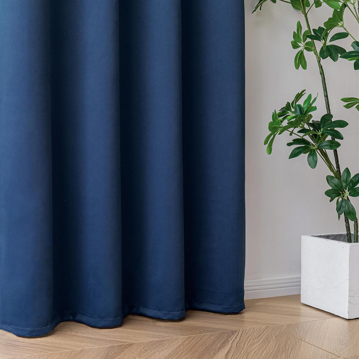Igemaeve Blackout Sliding Door Curtains 96 Inch Length, Extra Wide Room Divider Curtains, Navy Blue Grommet Energy Saving Thermal Insulated…