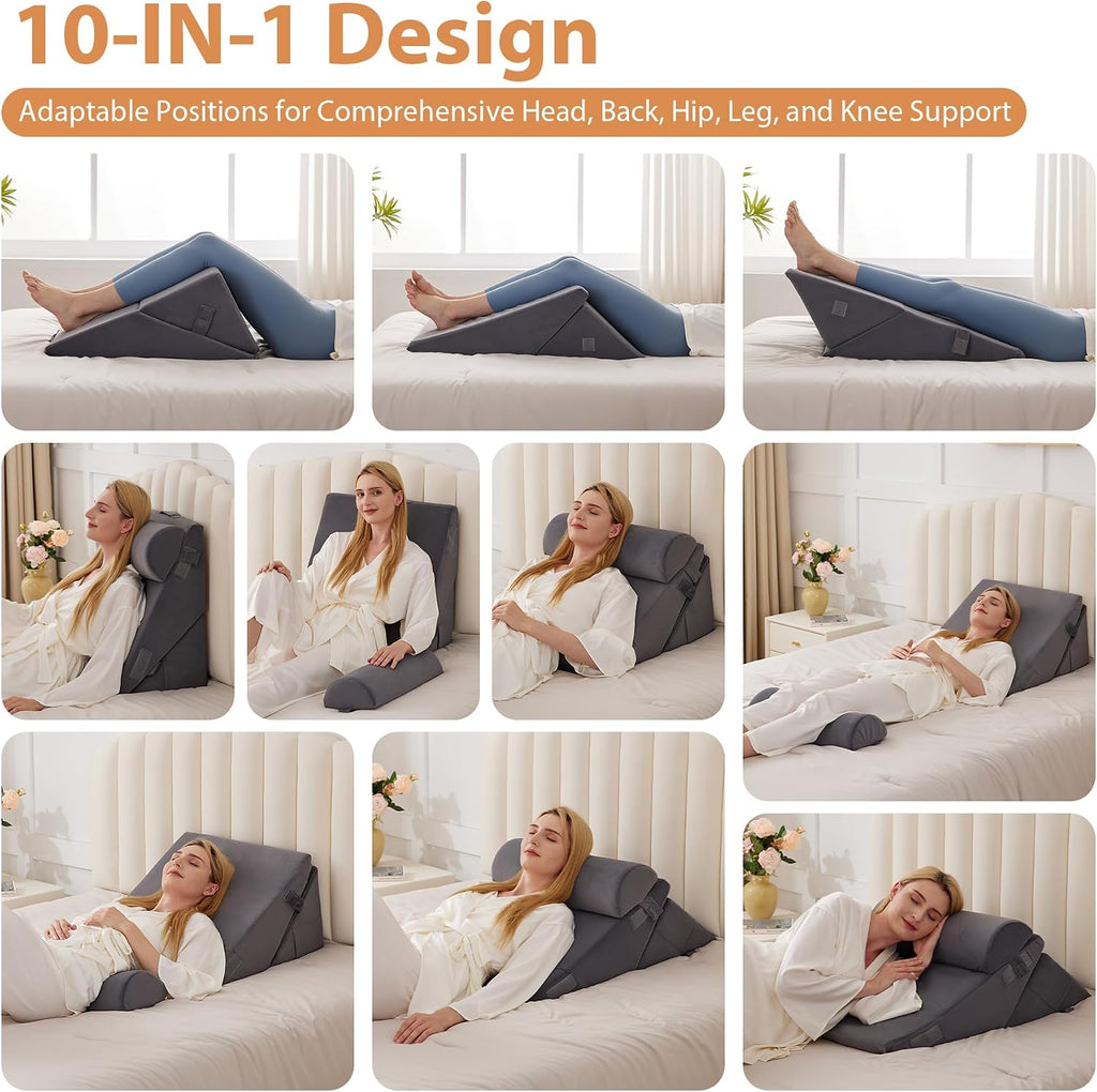 EnjoyaBetterLifeFromHere 3PCS Wedge Pillow for Acid Reflux Relief, Adjustable Wedge Pillow Headboard, Bed Wedges Pillow for Back, Sleeping…