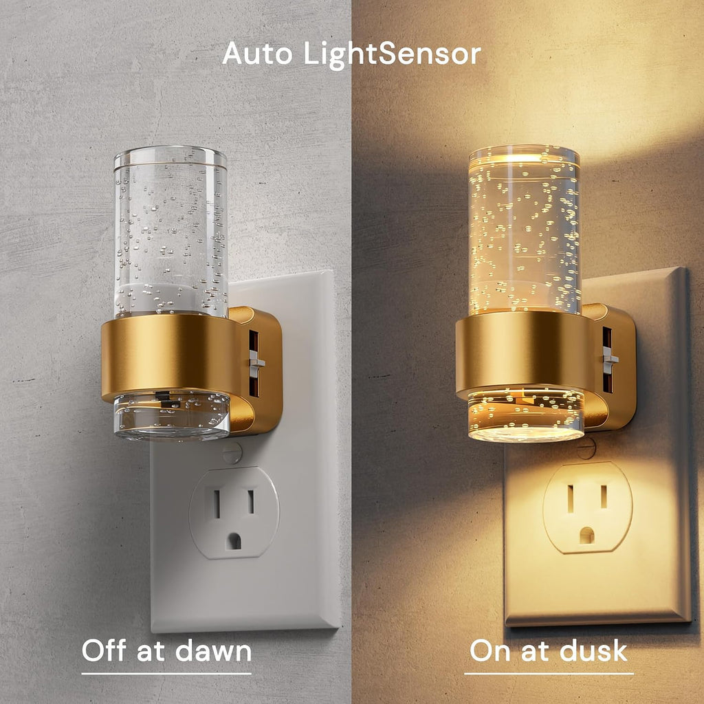L LOHAS LED Night Lights Plug into Wall, 2 Pack Mini Dimmable Night Light with Dusk-to-Dawn, Soft White/Cool White/Amber 3 Light Color…