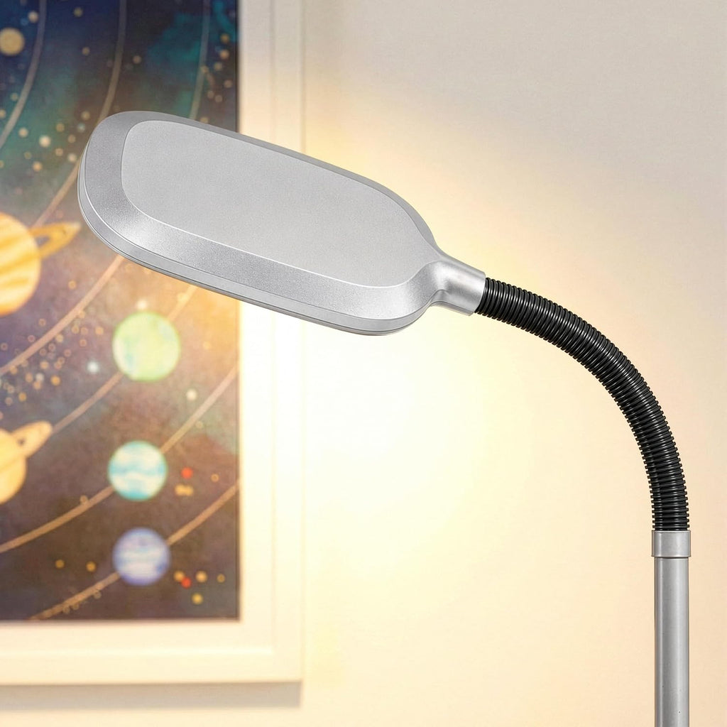 Brightech Litespan Titanium Silver LED Floor Reading Lamp, Energy Efficient, Adjustable Standing, 850-950 Lumens, 12W, 3-Year Warranty Silv…