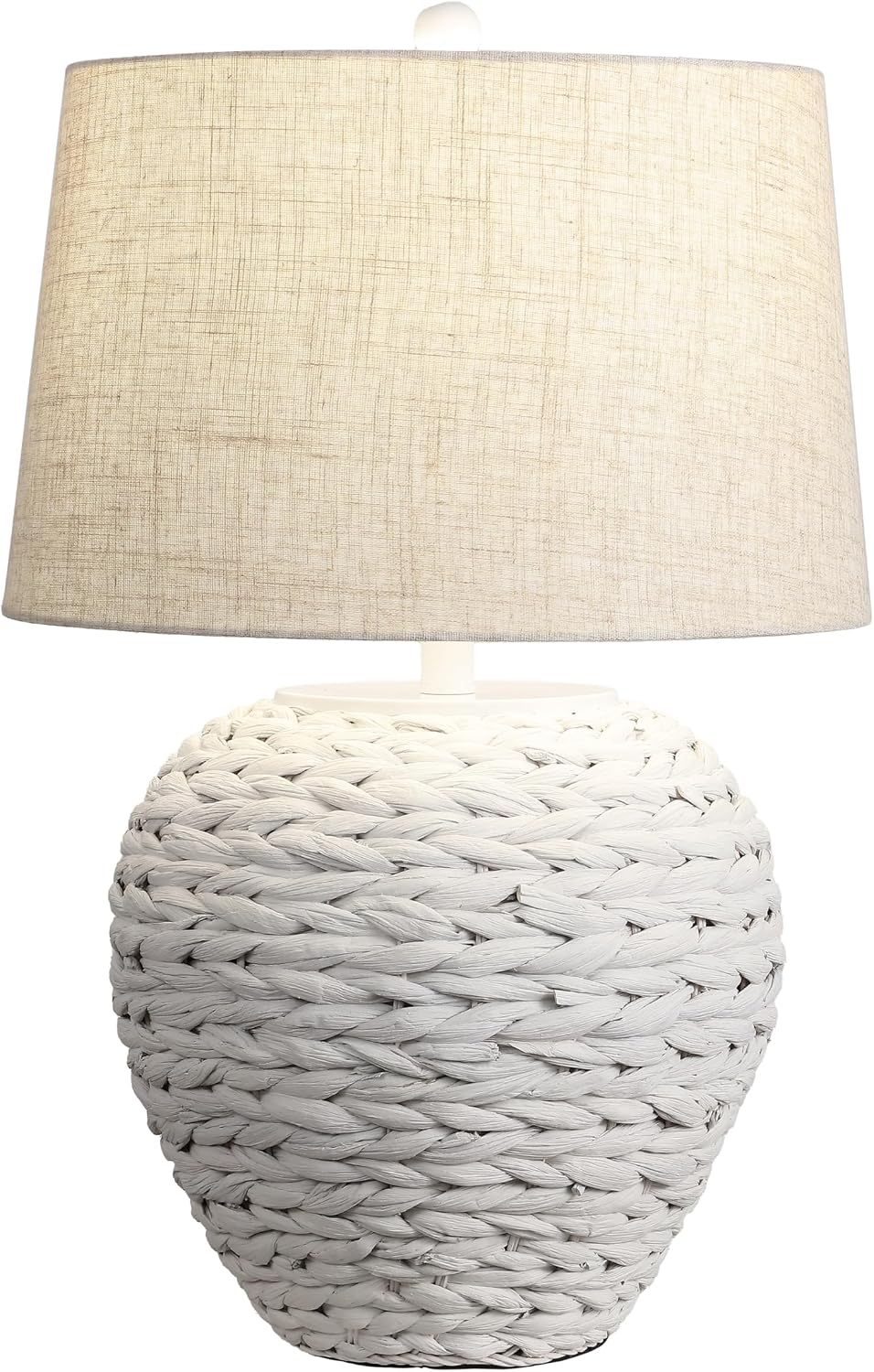 Jonathany JONATHAN Y 24.5" White Water Hyacinth Farmhouse Basket Table Lamp, Coastal Decor for Living Room Bedroom Nightstand, Light Gray L…