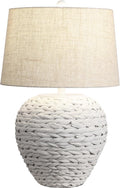 Jonathany JONATHAN Y 24.5" White Water Hyacinth Farmhouse Basket Table Lamp, Coastal Decor for Living Room Bedroom Nightstand, Light Gray L…