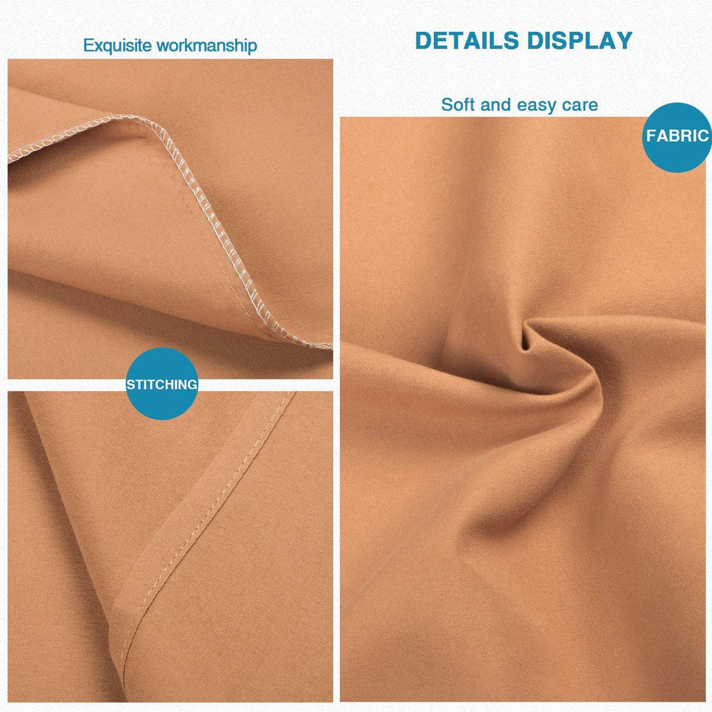 FLXXIE Pillow Cases Queen, Soft Microfiber Pillow Covers with Envelope Closure, Wrinkle Resistant Pillowcases, 2 Piece Set, 20x30, Tan