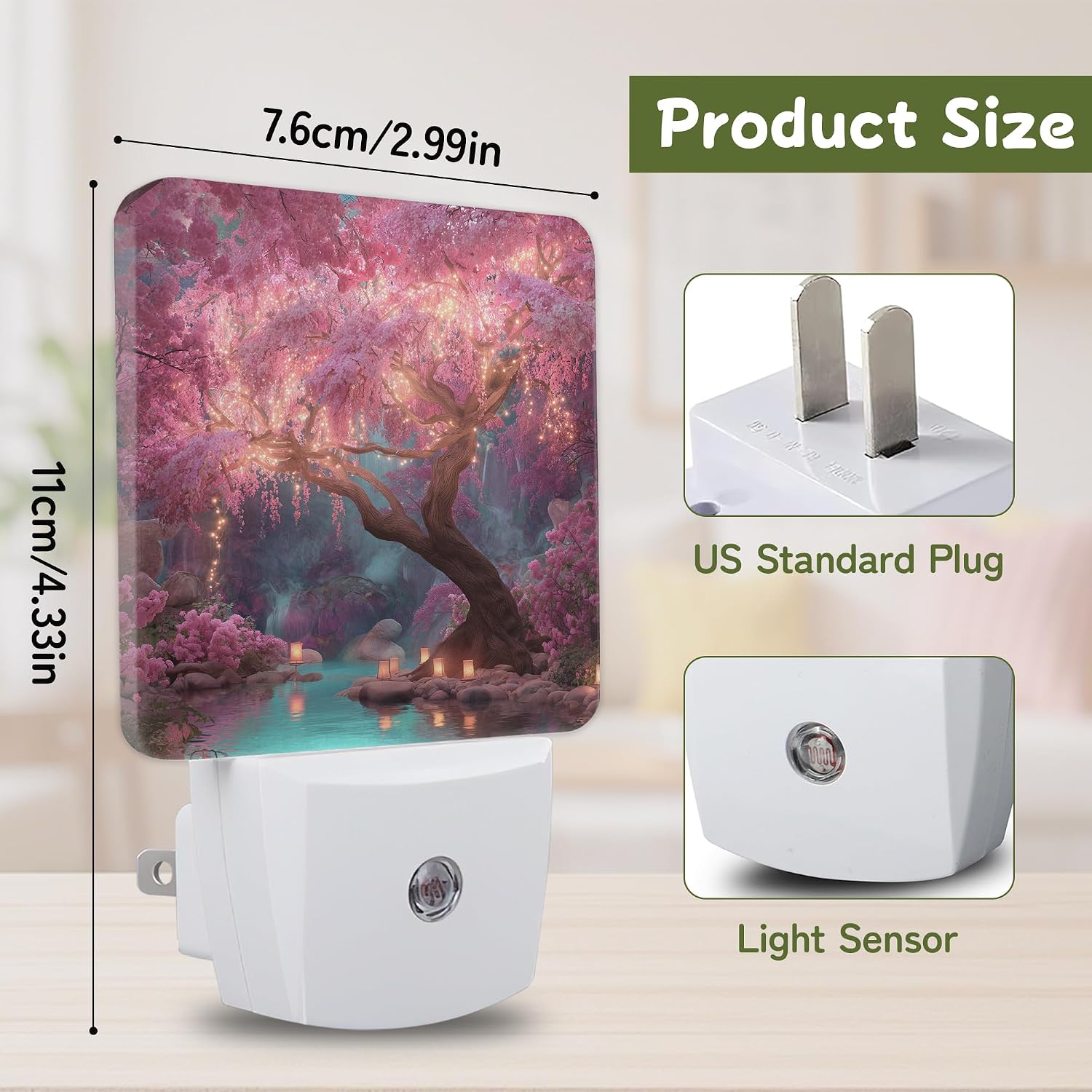 Night Light, Enchanted Pink Tree Night Lights Plug into Wall for Bedroom Bathroom Hallway Kitchen, Dusk to Dawn Sensor Decorative Gift…