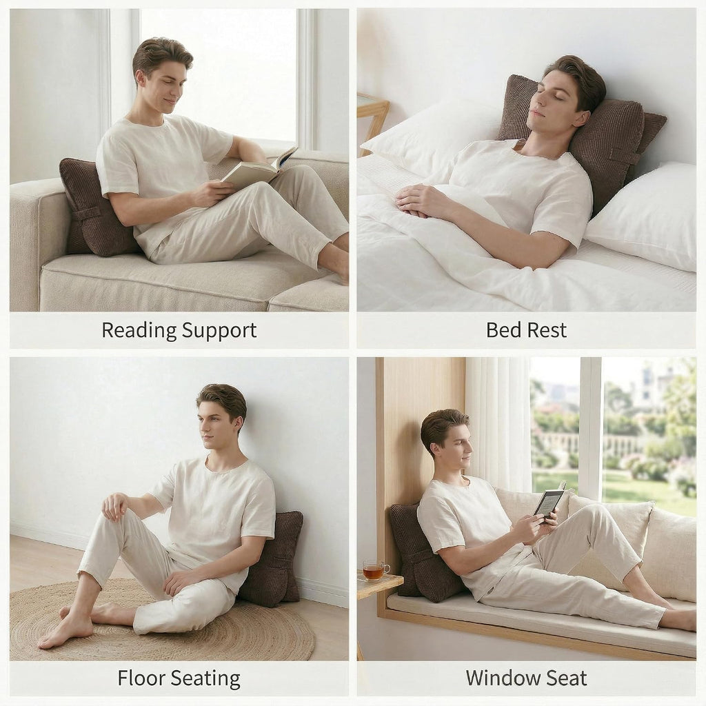 Ailuteie Pat. Pend. Corduroy Lumbar Support Pillow for Recliner, Sitting & Relaxing, Triangle Cushion for Sofa, Couch or Bed, Reading Pillo…