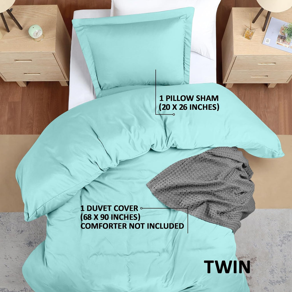 Utopia Bedding Duvet Cover Twin Size - 2 Piece with Zipper Closure - 1 Comforter Cover 68X90 Inches & 1 Pillow Sham 20X26 Inches (Spa…