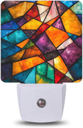 Colorful Stained Glass Mosaic Night Lights Plug into Wall, Night Light with Dusk to Dawn Sensor for Bedroom Bathroom Kitchen Hallway…