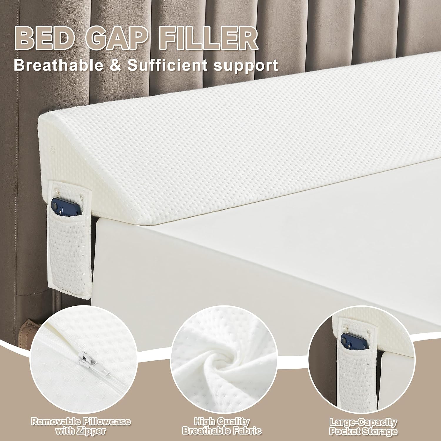 IFNOW King Size(76"x7.5"x10") Bed Wedge Pillow for Headboard, Mattress Gap Filler(0-8"), Bed Wedge for Gap Between Your Headboard and…