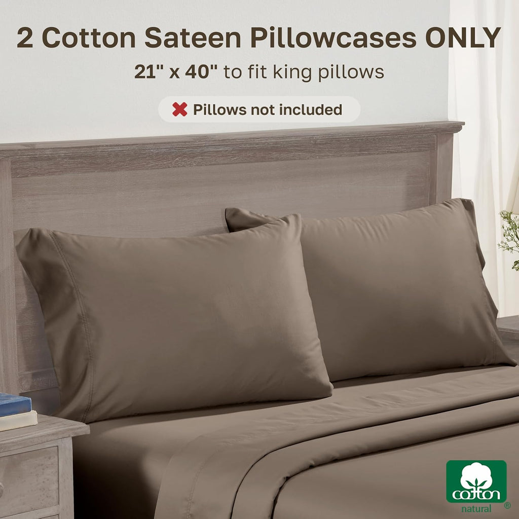 CaliforniaDesignDen California Design Den Luxuriously Soft 600 Thread Count, 100% Cotton King Size Pillowcases Set of 2, Crisp Fits King Si…