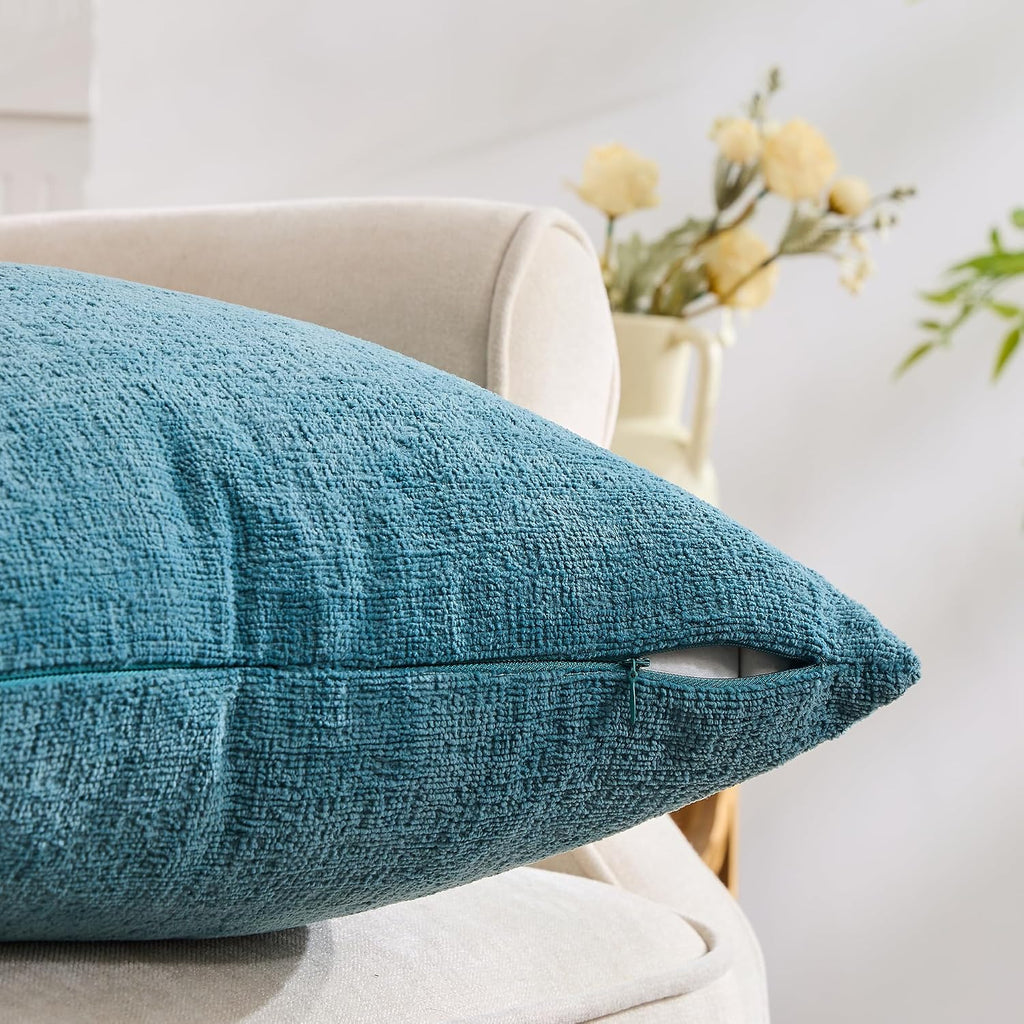 Gawamay Set of 2 Soft Textured Chenille Throw Pillow Covers 20x20 Inch (50x50 CM), Decorative Pillowcases Cushion Covers for Farmhouse Home…