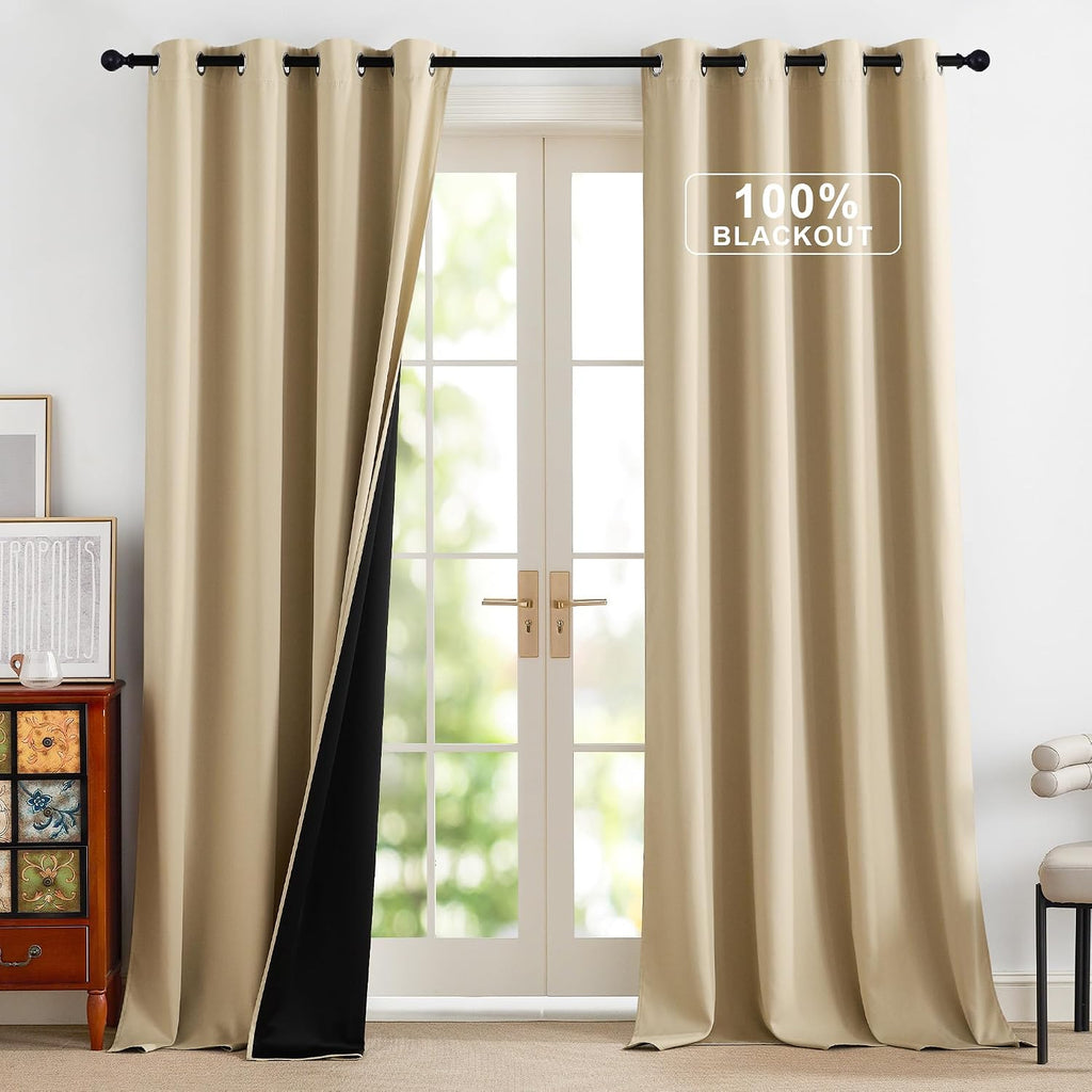 NICETOWN Full Blackout Curtains 96 inches Long for Living Room - Grommet Privacy Window Treatment Drapery Thermal Insulated Curtains for…