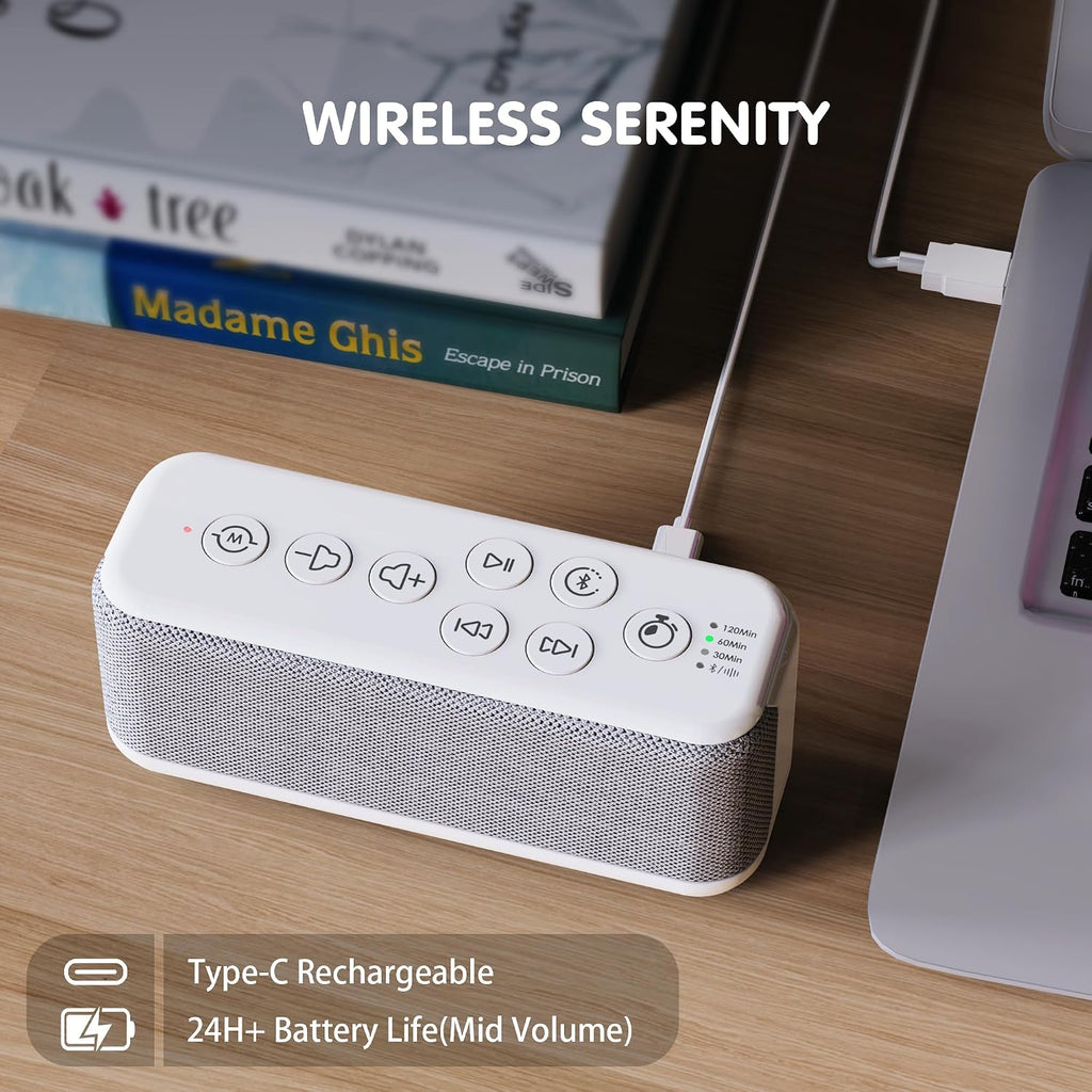 OnLyee White Noise Sound Machine with Bluetooth Speaker, 15 Soothing Sounds for Sleep, Baby & Office Privacy, 3000mAh Rechargeable…