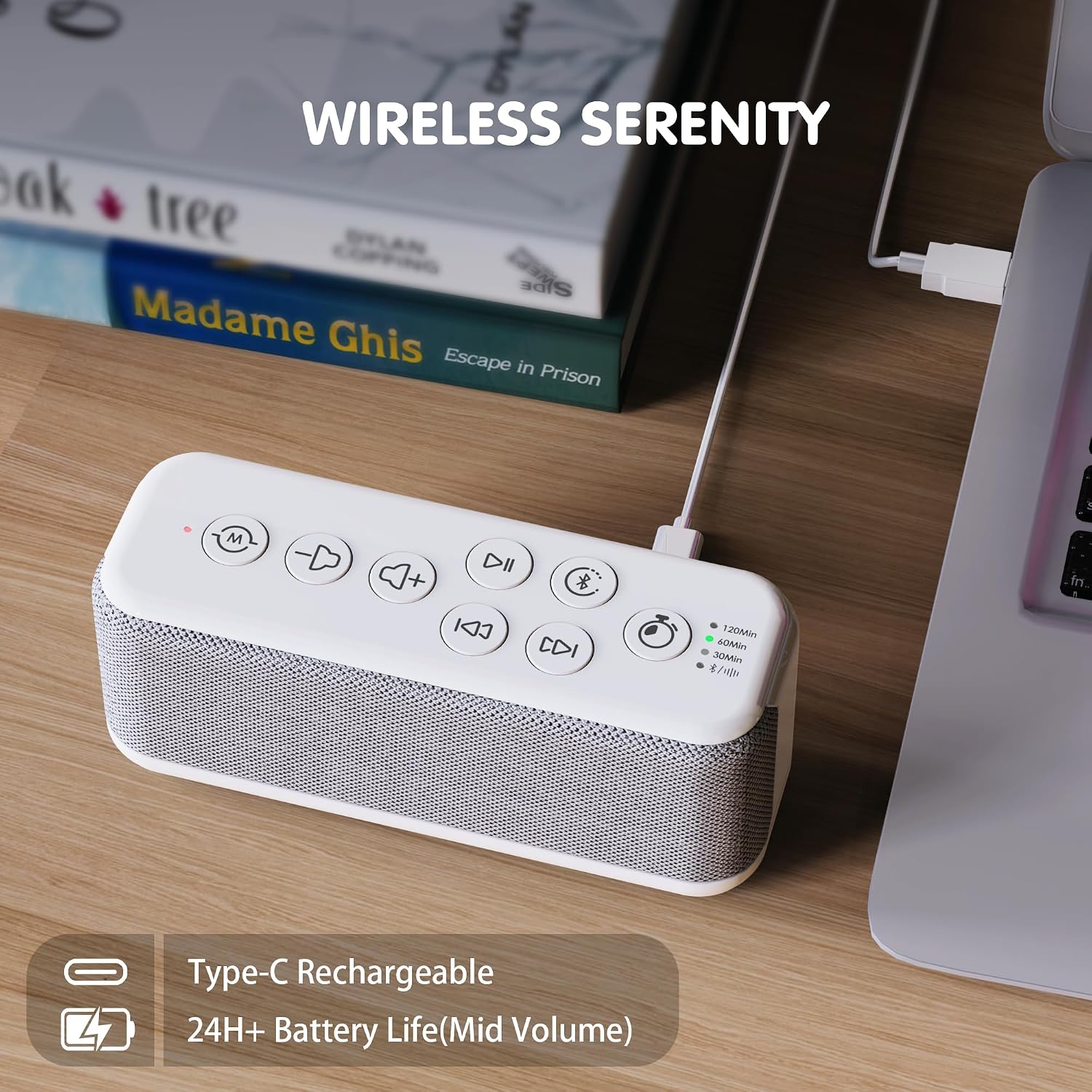 OnLyee White Noise Sound Machine with Bluetooth Speaker, 15 Soothing Sounds for Sleep, Baby & Office Privacy, 3000mAh Rechargeable…