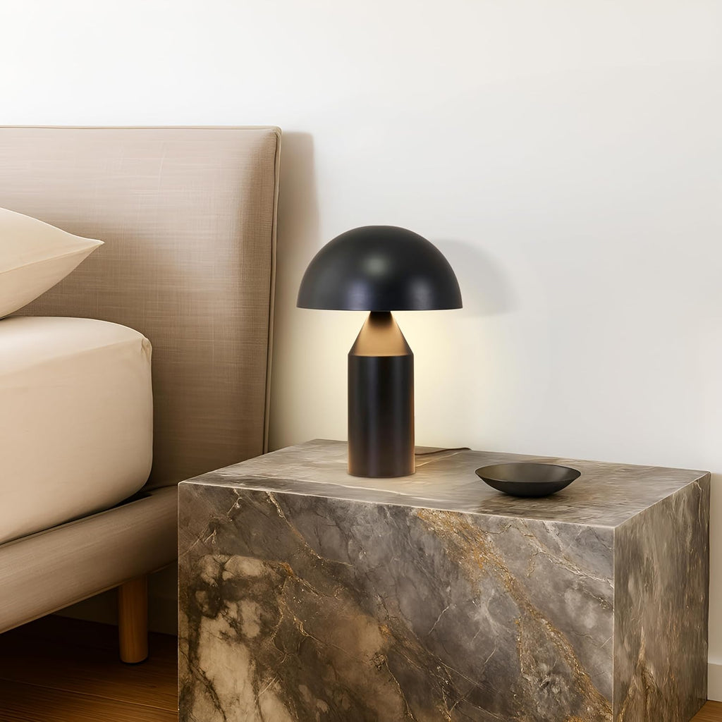 Brightech Venus 14" Globe Table Lamp – Modern Mid-Century Lamp with Golden Metal Shade – Nightstand, Bedside, Desk & Accent Table…
