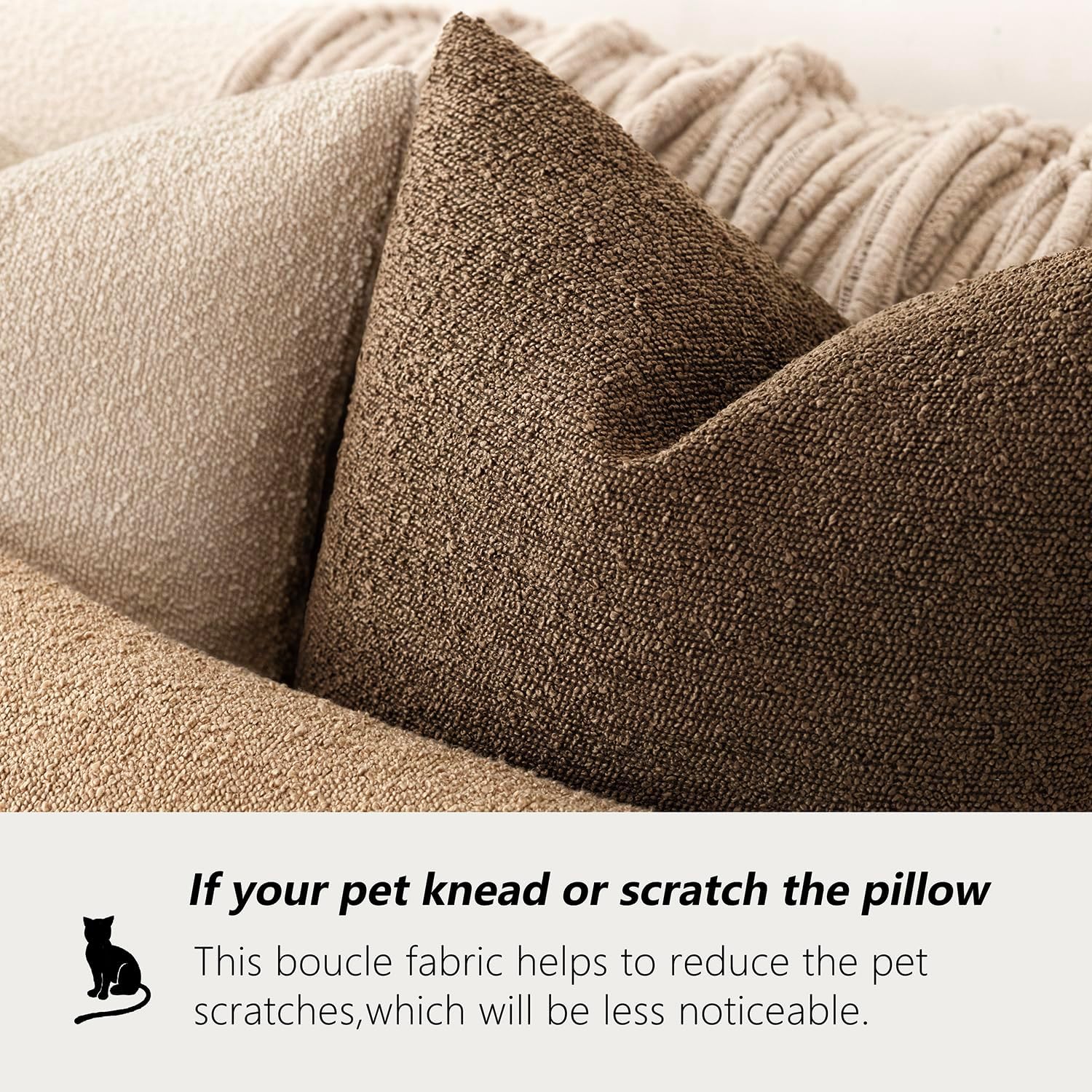 Foindtower Decorative Textured Boucle Throw Pillow Covers Accent Solid Pillow Cases Neutral Soft Cozy Couch Cushion Case for Chair Sofa…