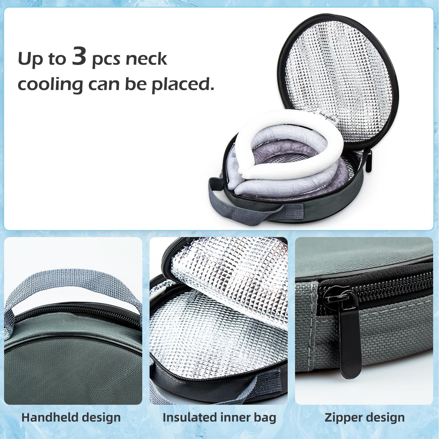 2PCS Neck Cooling Tube with Cold Insulated Bag, Reusable Ice Neck Ring Wearable Body Cooling Products for Summer Heat (White*2)