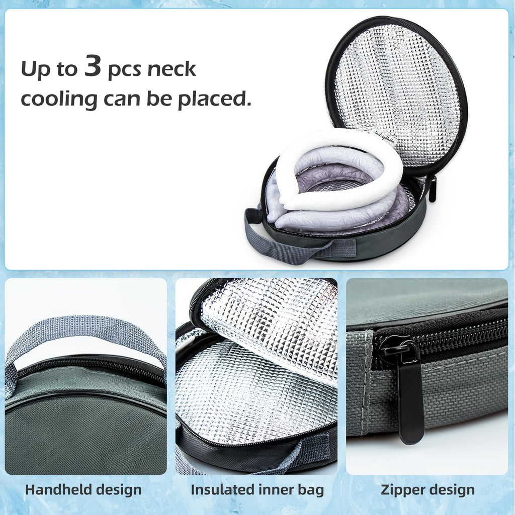 2PCS Neck Cooling Tube with Cold Insulated Bag, Reusable Ice Neck Ring Wearable Body Cooling Products for Summer Heat (Gray*2)