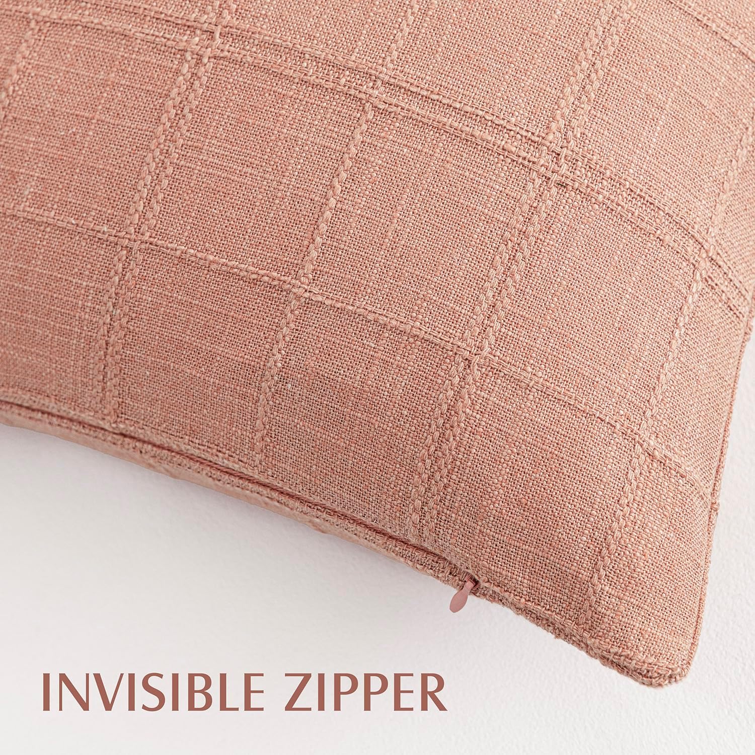 Foindtower Set of 1 Decorative Linen Check Throw Pillow Cover Neutral Farmhouse Lumbar Cushion Cover Modern Boho Accent Home Decor for…