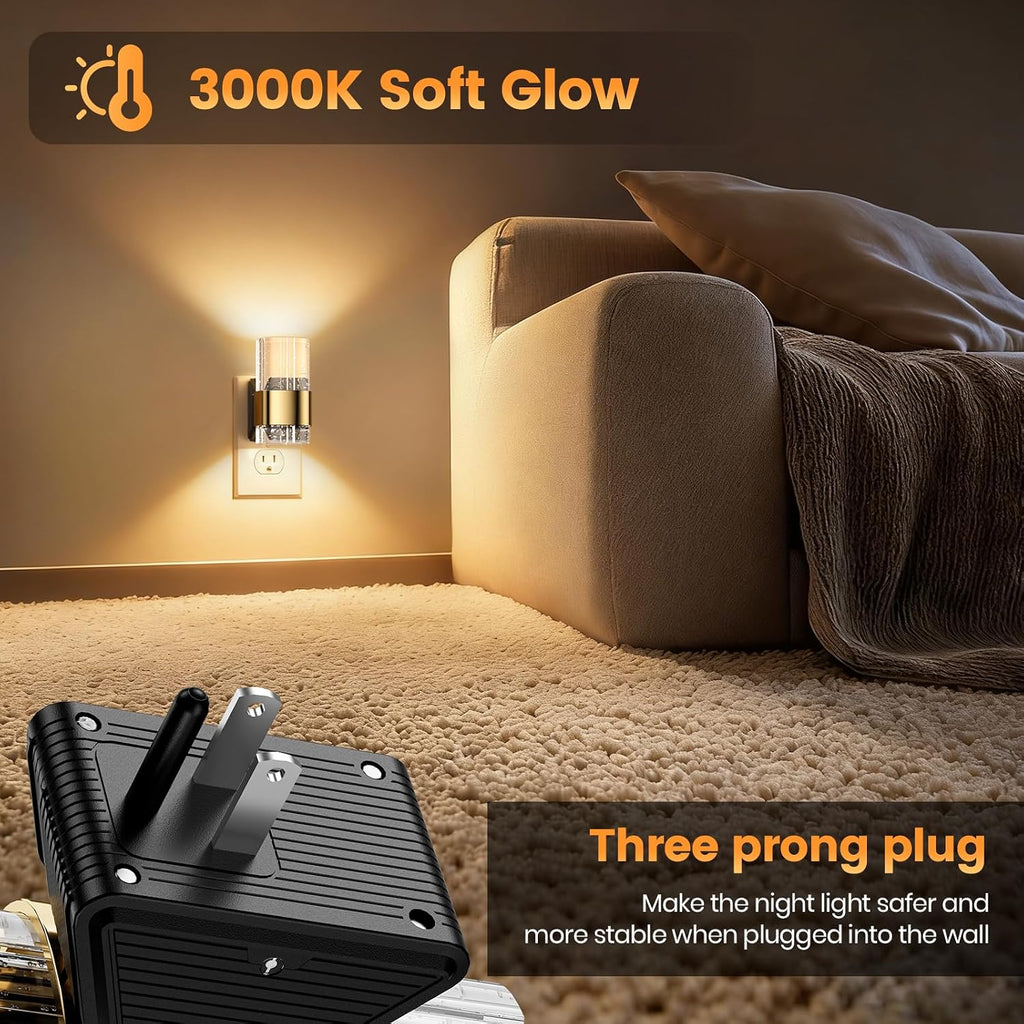 LED Night Light, Dimmable Night Lights Plug into Wall [1-Pack], Acrylic Dusk to Dawn Sensor Nightlight, Adjustable Wall Lights for…