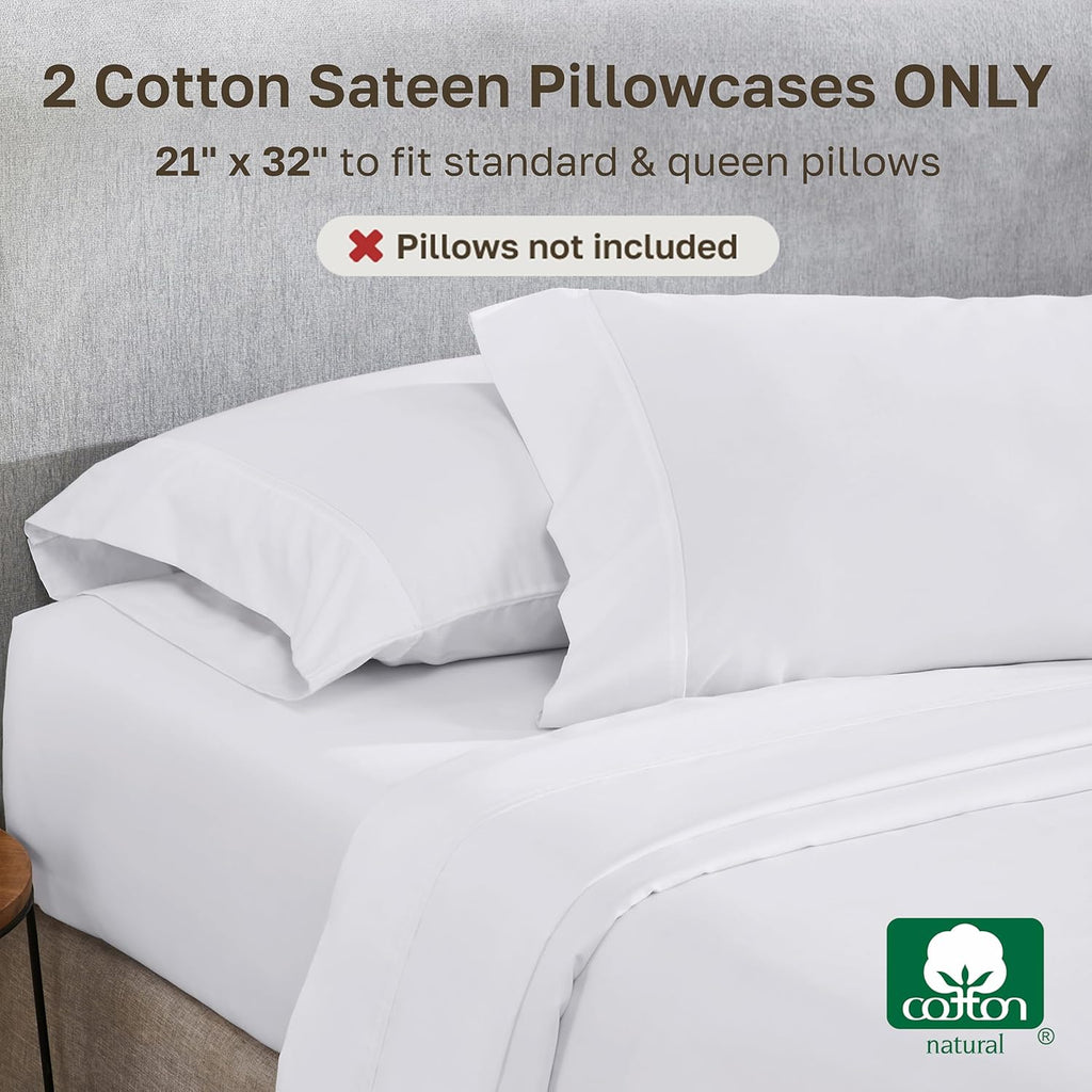 CaliforniaDesignDen California Design Den Standard Queen Size Pillowcase Set - 400 Thread Count, 100% Cotton Sateen, Set of 2 Pillow Covers…