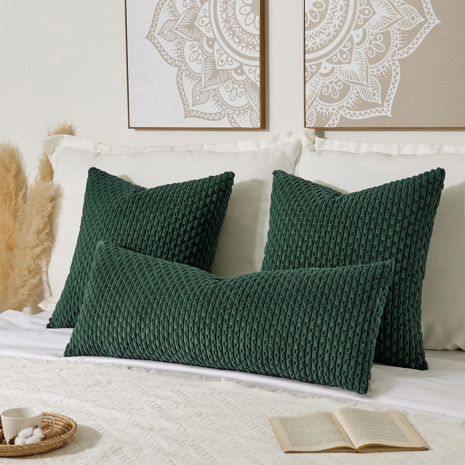 KevinTextile Kevin Textile 20x54 Inch Long Body Lumbar 1 Pack Boho Decorative Throw Pillow Cover Soft Striped Corduroy Rectangle Cushion Ca…